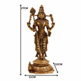 Bhunes Brass Lord Murugan Idol | Kartikeya Statue | Karthikeyan Silai | Kumara Swami Murti | Subramanya Skanda Mahasena | Shanmukha, Gold, 11 Inch, 1 Piece