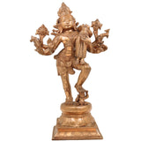 Handmade Panchaloha Bronze Shiva Idol – Mahadev Shankar Murti Carrying Sati, Chola Art Lord Shiva Statue for Temple & Home Décor,Brown, 17 Inch, 1 Piece