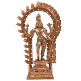 Handmade Bronze Harihara Idol | Panchaloha Shiva Vishnu Murti | Lord Harihar Vigraha for Temple & Home Pooja,Brown, 15 Inch, 1 Piece