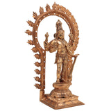 Handmade Bronze Harihara Idol | Panchaloha Shiva Vishnu Murti | Lord Harihar Vigraha for Temple & Home Pooja,Brown, 15 Inch, 1 Piece