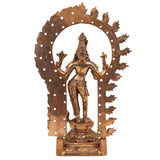 Handmade Bronze Harihara Idol | Panchaloha Shiva Vishnu Murti | Lord Harihar Vigraha for Temple & Home Pooja,Brown, 15 Inch, 1 Piece