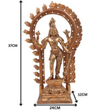 Handmade Bronze Harihara Idol | Panchaloha Shiva Vishnu Murti | Lord Harihar Vigraha for Temple & Home Pooja,Brown, 15 Inch, 1 Piece