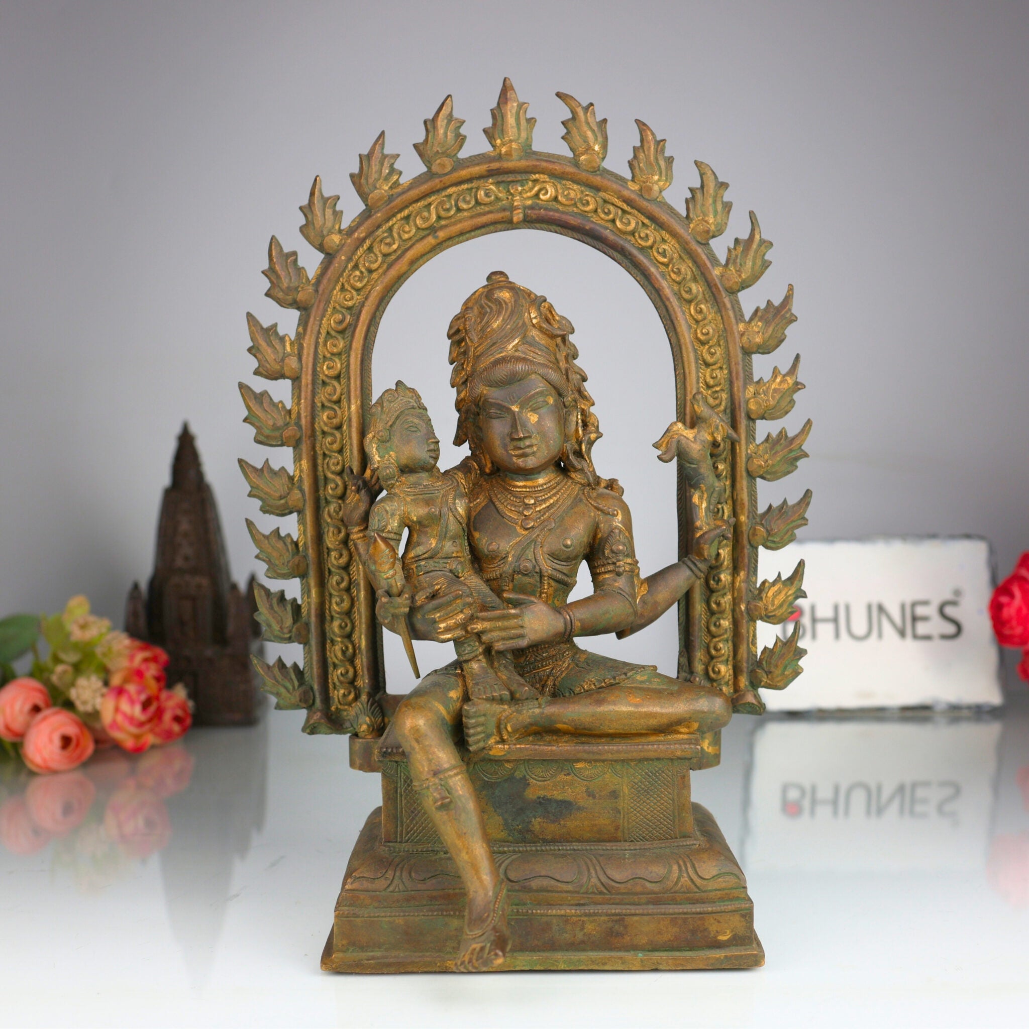 Handcrafted Bronze Shiva with Kartikeya Idol