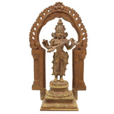 Handmade Bronze Saraswati Idol, Panchaloha Goddess Statue Sharada, Vani, Veena Pustak Dharini Murti for Home, Temple & Office Decor,Brown, 11 Inch, 1 Piece