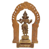 Handmade Bronze Saraswati Idol, Panchaloha Goddess Statue Sharada, Vani, Veena Pustak Dharini Murti for Home, Temple & Office Decor,Brown, 11 Inch, 1 Piece