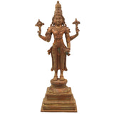 Handmade Panchaloha Vishnu Idol | Bronze Narayana Murti | Govinda, Venkateswara & Srinivasa Sculpture for Temple & Home Pooja,Brown, 17.5 Inch, 1 Piece