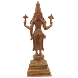 Handmade Panchaloha Vishnu Idol | Bronze Narayana Murti | Govinda, Venkateswara & Srinivasa Sculpture for Temple & Home Pooja,Brown, 17.5 Inch, 1 Piece