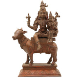 Handmade Panchaloha Bronze Shiva Parvati Idol – Ardhanarishwar Murti, Chola Art Temple Sculpture, Shiva Shakti Figurine for Pooja & Home Decor,Brown, 9 Inch, 1 Piece