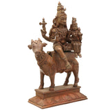 Handmade Panchaloha Bronze Shiva Parvati Idol – Ardhanarishwar Murti, Chola Art Temple Sculpture, Shiva Shakti Figurine for Pooja & Home Decor,Brown, 9 Inch, 1 Piece