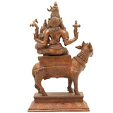 Handmade Panchaloha Bronze Shiva Parvati Idol – Ardhanarishwar Murti, Chola Art Temple Sculpture, Shiva Shakti Figurine for Pooja & Home Decor,Brown, 9 Inch, 1 Piece
