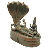 Handcrafted Panchaloha Bronze Padmanabha Idol – , Anantha Padmanabha Murti, Chola Art South Indian Vishnu Statue for Temple & Home Pooja,Brown, 10.5 Inch, 1 Piece