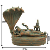 Handcrafted Panchaloha Bronze Padmanabha Idol – , Anantha Padmanabha Murti, Chola Art South Indian Vishnu Statue for Temple & Home Pooja,Brown, 10.5 Inch, 1 Piece