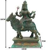 Handcrafted Panchaloha Maha Gowri Idol – Shwetambardhara Gauri Devi | Navadurga Ashtami Durga Statue for Temple & Pooja Decor,Brown, 7 Inch, 1 Piece