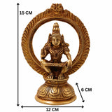 Handcrafted Brass Lord Ayyappa Idol, Dharmasastha Sculpture for Home, Temple Décor, Pooja, Gifts, Spiritual Blessings, Good Luck,Gold, 6 Inch, 1 Piece