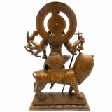 Bronze Durga Idol | Panchaloha Maa Durga Murti | Navadurga Statue | Handmade Chola Art Goddess Durga for Pooja & Temple Decor, Brown, 19 Inch, 1 Piece