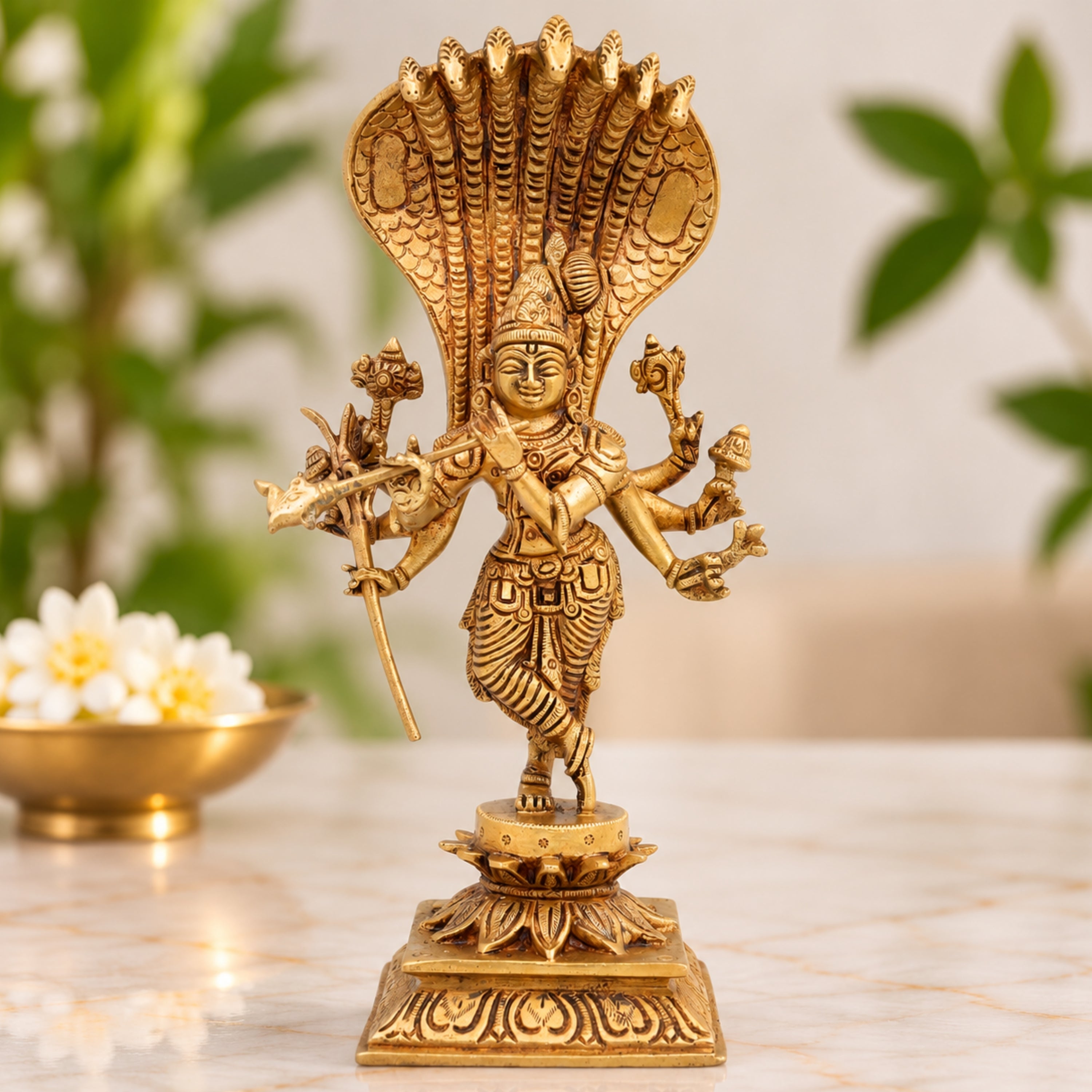 Ashta Bhuja Krishna with Naga Aura Idol