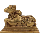 Brass Handcrafted Nandi Idol | Nandikeshwara Bull Statue | Shiva’s Vahana for Pooja, Temple & Home Decor, Gold, 3 Inch, 1 Piece