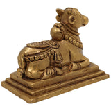 Brass Handcrafted Nandi Idol | Nandikeshwara Bull Statue | Shiva’s Vahana for Pooja, Temple & Home Decor, Gold, 3 Inch, 1 Piece