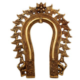 Bhunes Brass Handmade Prabhavali Frame Arch Wall Hanging for Home Temple Decor | Prabhawali for Deity, Traditional Brass Prabhavali, Decorative Arch for Pooja, Prabhamandala, Kirtimukha Design, Gold, 9 Inch, 1 Piece