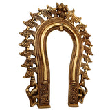 Bhunes Brass Handmade Prabhavali Frame Arch Wall Hanging for Home Temple Decor | Prabhawali for Deity, Traditional Brass Prabhavali, Decorative Arch for Pooja, Prabhamandala, Kirtimukha Design, Gold, 9 Inch, 1 Piece