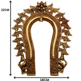 Bhunes Brass Handmade Prabhavali Frame Arch Wall Hanging for Home Temple Decor | Prabhawali for Deity, Traditional Brass Prabhavali, Decorative Arch for Pooja, Prabhamandala, Kirtimukha Design, Gold, 9 Inch, 1 Piece