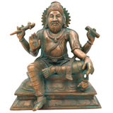 Bronze Vishwakarma Idol | Panchaloha & Chola Art Handmade Vishvakarma Murti, Vishwakarma Devta Statue for Pooja & Temple Decor,Brown, 9 Inch, 1 Piece
