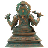 Bronze Vishwakarma Idol | Panchaloha & Chola Art Handmade Vishvakarma Murti, Vishwakarma Devta Statue for Pooja & Temple Decor,Brown, 9 Inch, 1 Piece
