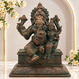 Handmade Panchaloha Ganesha with Siddhi, Bronze Eka Patni Ganesh Statue, Ganpati Idol, Vinayaka Ganesh Murti for Home, Temple & Gift,Brown, 8 Inch, 1 Piece