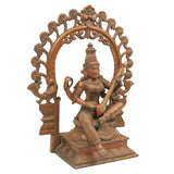 Bronze Saraswati Idol, Panchaloha Sculpture, Handmade Sharada Vani Veena Pustak Dharini Murti, South Indian Chola Art Goddess of Knowledge & Wisdom,Brown, 15 Inch, 1 Piece