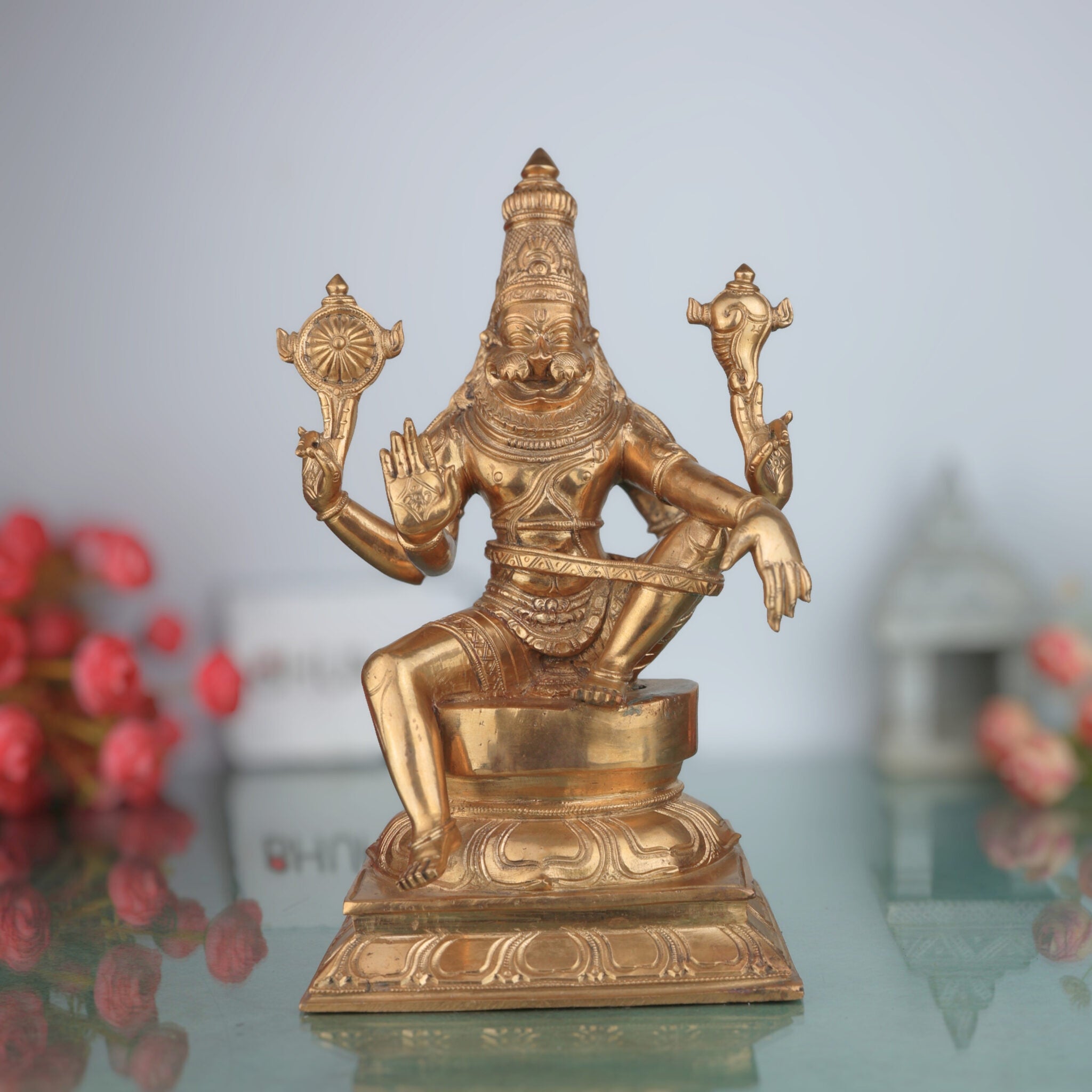 Handcrafted Bronze Yoga Narasimha Idol