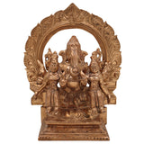 Handcrafted Panchaloha Riddhi Siddhi Ganesha Idol, Bronze Ganapati Vinayaka Statue, Vighnaharta Ganesh Murti for Home, Temple & Gifts,Gold, 6.5 Inch, 1 Piece