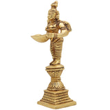 Brass Deepalakshmi Diya Lady, Deepa Lakshmi Idol, Vilakku Lakshmi Statue, Kuthu Vilakku Deepam Lady, Traditional Pital Deepa Devi Murti for Pooja & Home,Gold, 7 Inch, 1 Piece