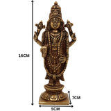 Brass Balaji Venkateswara Idol | Narayana Srinivasa Murti | Govinda Vishnu Statue | Pooja, Home Decor & Spiritual Gift Sculpture,Gold, 6.5 Inch, 1 Piece