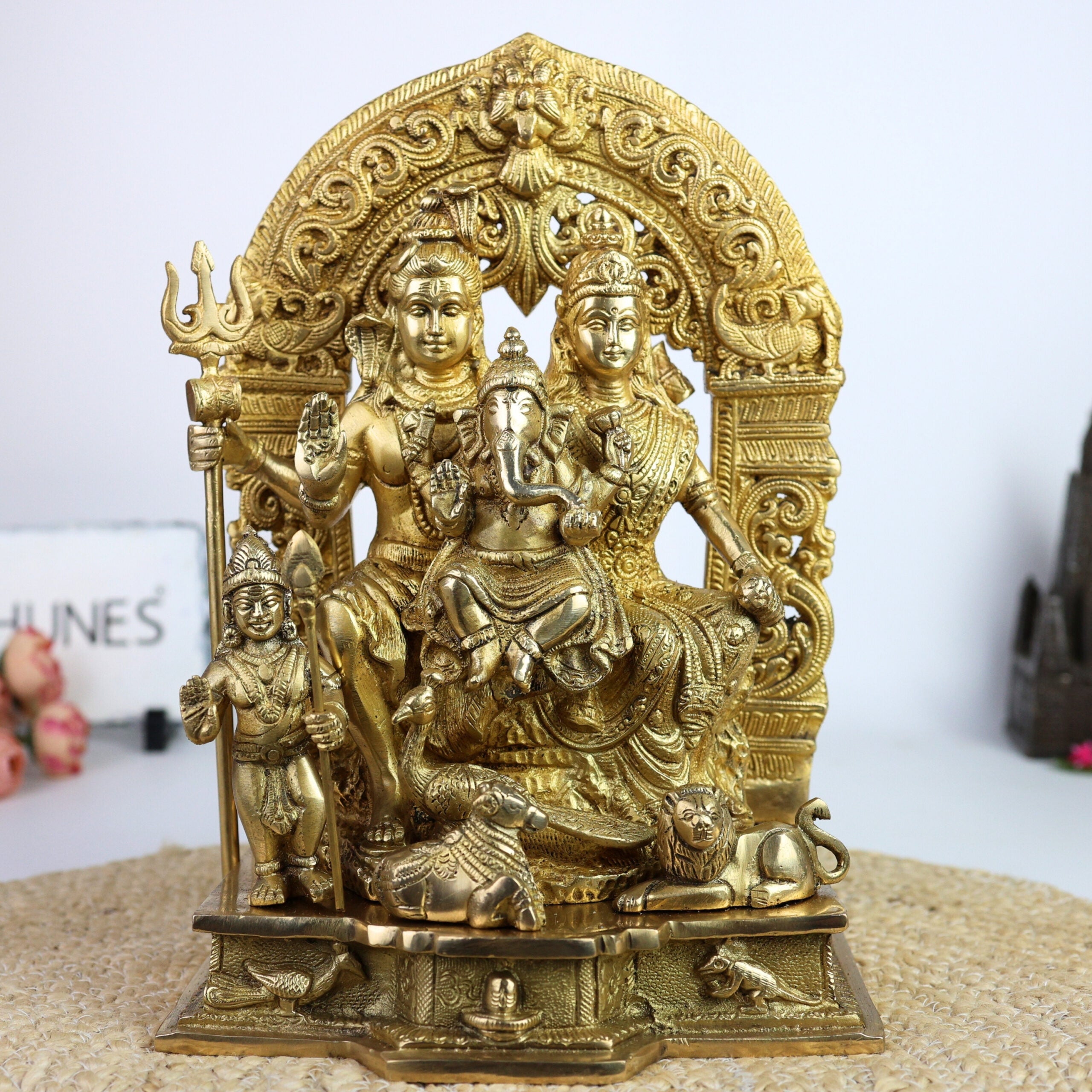 Brass Shiv Pariwar Idol with Shiva Lingam