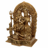 Brass Shiv Pariwar Idol with Shiva Lingam – Lord Shiva Family Murti | Pital Shiv Parivar Statue for Home Temple, Pooja & Deco,Gold, 12 Inch, 1 Piece