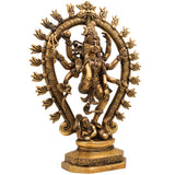 Brass Handcrafted Nataraja Idol | Dancing Shiva Murti, Ananda Tandava Statue, Cosmic Tandava Shiva, Lord of Dance, Home & Temple Decor,Gold, 17 Inch, 1 Piece