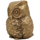Handcrafted Brass Owl Idol | Ullu, Pechu, Uluka, Lakshmi Pakshi Sculpture | Vastu, Feng Shui & Home Decor Showpiece,Gold, 3.5 Inch, 1 Piece