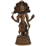 Brass Vishnu Idol | Narayana Murti | Venkateswara Statue | Balaji Moorthi | Govinda Vigraha | Padmanabha Murti | Home Decor & Pooja Idol | Handcrafted ,Gold, 9.5 Inch, 1 Piece