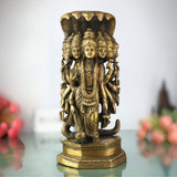 Brass Lord VishnuSeven-Headed Sheshnag Idol, Narayana Murti, Peetal Pittal Sculpture for Pooja, Temple & Home Decor