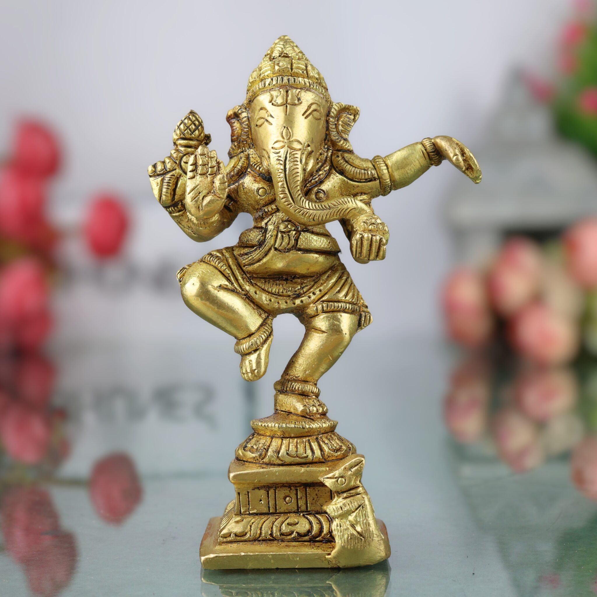 Handcrafted Brass Ganesha Idol – Vinayaka Ganpati Murti for Pooja Room, Home Temple & Gift | Siddhivinayak Ganapati Statue in Peetal(300g)