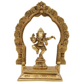 Brass Ganesha with Prabhavali Idol – Vinayaka Ganapati with Arch | Pillaiyar Ganesh Ji Murti for Home, Temple & Gift Décor,Gold, 7 Inch, 1 Piece