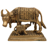 Brass Kamadhenu Idol – Surabhi Cow Sculpture, Sacred Wish-Fulfilling Gau Mata Murti for Pooja, Home Decor & Spiritual Gifts,Gold, 5 Inch, 1 Piece
