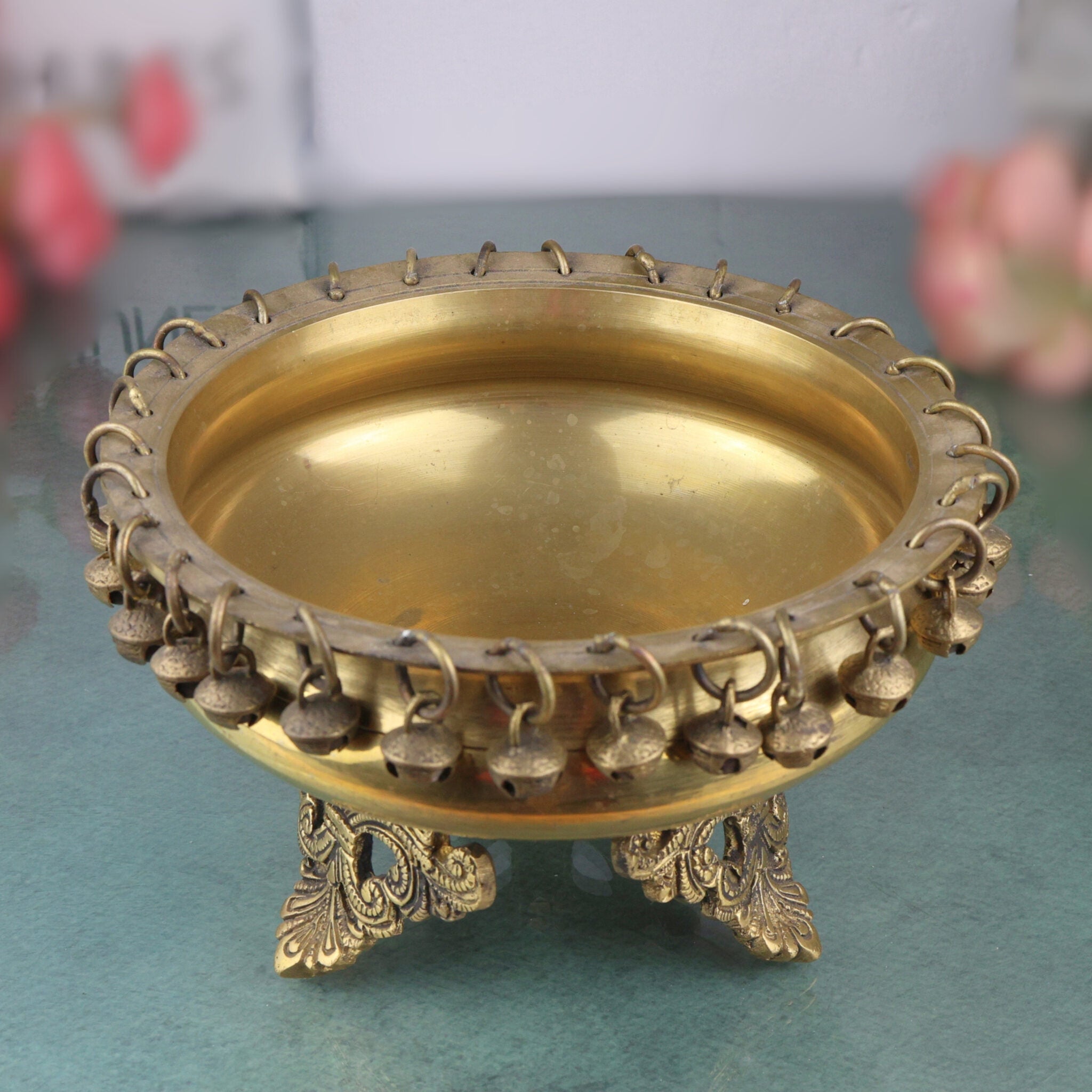 Brass Urli For Home Decor | Brass Urli Bowl | Brass Urli With Stand | Urlis | Brass Urli Ethnic Traditional Bowl | Urli Brass Bowl