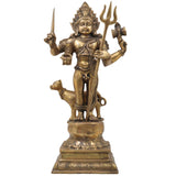 Bhunes Brass Maha Kaal Bhairav Murti, Kal Bhairava Idol, Mahakaal, Mahakal Shiva, Batuk Bhairav For Home Décor And Vastu,Gold, 18 Inch, 1 Piece