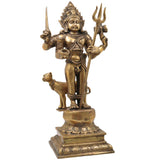 Bhunes Brass Maha Kaal Bhairav Murti, Kal Bhairava Idol, Mahakaal, Mahakal Shiva, Batuk Bhairav For Home Décor And Vastu,Gold, 18 Inch, 1 Piece