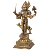 Bhunes Brass Maha Kaal Bhairav Murti, Kal Bhairava Idol, Mahakaal, Mahakal Shiva, Batuk Bhairav For Home Décor And Vastu,Gold, 18 Inch, 1 Piece