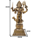 Bhunes Brass Maha Kaal Bhairav Murti, Kal Bhairava Idol, Mahakaal, Mahakal Shiva, Batuk Bhairav For Home Décor And Vastu,Gold, 18 Inch, 1 Piece