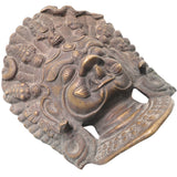 Brass Kala Bhairava Face Idol, Kaal Bhairav Mukha, Kalabhairavar Pital Statue, Bhairon Baba Wall Hanging,Gold, 9 Inch, 1 Piece