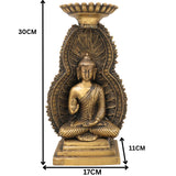 Brass Buddha Idol | Meditating Lord Buddha Murti | Gautama Buddha Statue for Pooja, Home Decor & Spiritual Meditation,Gold, 12 Inch, 1 Piece