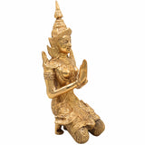 Handcrafted Brass Namaste Lady Idol – Traditional Indian Welcome Woman Statue | Peetal Namaskaram Moorthi for Home Entrance, Pooja, Vastu & Gift Décor,Gold, 10.5 Inch, 1 Piece